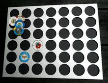 Load image into Gallery viewer, Custom Poker Chip Frame Display Insert Fits 42 Harley-Davidson or Casino chips 11x14 birch chip holder with Black or Brown Frame Option