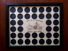 Load image into Gallery viewer, Poker Chip Frame Display Engraved insert fits 36 Harley-Davidson or Casino chips With frame option Bagger Life Is a Journey