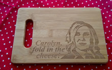 Load image into Gallery viewer, Custom Bamboo Cutting Board Engraved 6X9 PERSONALIZED bamboo cutting board Your name engraved Cheese board Choose Moira Rose Schitt's Creek