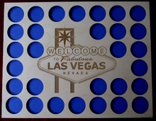 Load image into Gallery viewer, Custom Vegas Chip Display Frame Insert Laser-engraved Casino chip holder Vegas logo Poker Players Gift Holds 30 chips With Economy Frame Option