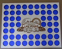 Load image into Gallery viewer, Vegas Poker Chip Display Frame Insert Poker Player Gift Laser-engraved Large Vegas emblem 52 Casino chips 14x18" insert With Black Frame