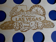 Load image into Gallery viewer, Custom Las Vegas Scene Insert with Black Economy Frame Fits 10 Casino chips 8X10 natural birch laser-engraved insert with simple black frame