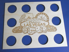 Load image into Gallery viewer, Custom Las Vegas Scene Insert with Black Economy Frame Fits 10 Casino chips 8X10 natural birch laser-engraved insert with simple black frame