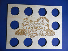 Load image into Gallery viewer, Custom Las Vegas Scene Insert with Black Economy Frame Fits 10 Casino chips 8X10 natural birch laser-engraved insert with simple black frame