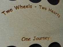 Load image into Gallery viewer, Personalized Engraved Poker Chip Display Frame Insert Holds 36 Harley-Davidson or casino chips 11x14 chip board with Frame Option