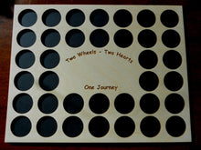 Load image into Gallery viewer, Personalized Engraved Poker Chip Display Frame Insert Holds 36 Harley-Davidson or casino chips 11x14 chip board with Frame Option