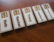 Load image into Gallery viewer, Custom Name Badges Company logo Laser-engraved personalized name badges Small name badges for conferences Magnetic name tag Wood badges