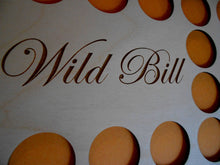 Load image into Gallery viewer, Custom Personalized Engraved Poker Chip Frame Display Insert Fits 36 Harley-Davidson or Casino chips 11x14 natural birch chip holder Frame Option