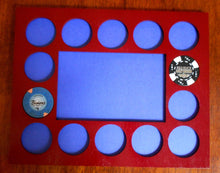 Load image into Gallery viewer, Poker Chip Display Frame Insert FREE SHIPPING Fits 14 Harley-Davidson or Casino chips 8x10" poker chip holder Wood insert for chips FRAME NOT INCLUDED
