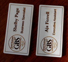 Load image into Gallery viewer, Custom Name Badges Company logo Laser-engraved personalized name badges Small name badges for conferences Magnetic name tag Wood badges