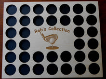 Load image into Gallery viewer, Personalized Engraved Golf Marker Chip Display Frame Insert For Right or Left-handed Golfers Holds 36 chips 11X14 Customized Golf Gift