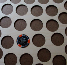 Load image into Gallery viewer, USA Map 50 Chip Display Frame Insert Ships Free Laser-engraved with 50 chip holes Holds Harley-Davidson or Casino chips