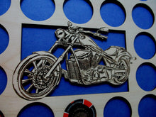 Load image into Gallery viewer, Custom Poker Chip Frame Display Insert Cut-out Bike Fits 36 Harley-Davidson or Casino chips 11 X 14 natural birch chip holder