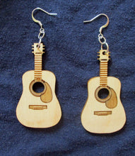 Load image into Gallery viewer, Custom Engraved Guitar Earrings Laser-engraved dangle birch earrings Cute earrings Gift for Teens Sisters Christmas Gift Music Lovers Gift
