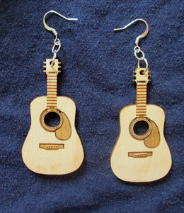 Custom Engraved Guitar Earrings Laser-engraved dangle birch earrings Cute earrings Gift for Teens Sisters Christmas Gift Music Lovers Gift