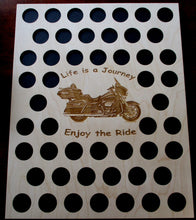 Load image into Gallery viewer, Custom Casino Poker Chip Display Frame Insert 16x20 wood insert Fits 50 Harley and Casino chips Engraved Life is a Journey