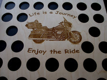 Load image into Gallery viewer, Custom Casino Poker Chip Display Frame Insert 16x20 wood insert Fits 50 Harley and Casino chips Engraved Life is a Journey