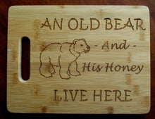 Load image into Gallery viewer, Custom Cutting Board An Old Bear and His Honey Bamboo cheese board Christmas Gift Small engraved board