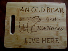 Load image into Gallery viewer, Custom Cutting Board An Old Bear and His Honey Bamboo cheese board Christmas Gift Small engraved board