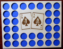 Load image into Gallery viewer, Custom Poker Chip Frame Display Insert Jack and Ace Engraved with frame option Fits 33 Casino chips 11x14 natural birch Christmas gift