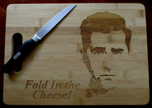 Load image into Gallery viewer, Custom Cutting Board FOLD in the cheese Bamboo cheese board Large or small engraved board David Rose Schitt's Creek Christmas Gift