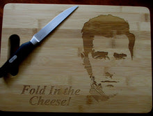 Load image into Gallery viewer, Custom Cutting Board FOLD in the cheese Bamboo cheese board Large or small engraved board David Rose Schitt's Creek Christmas Gift