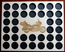 Load image into Gallery viewer, Motorcycle Engraved Poker Chip Frame Display Insert Fits 36 Harley or Casino chips 11 X 14 natural birch chip holder Large #18