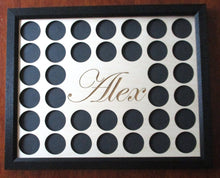 Load image into Gallery viewer, Personalized Engraved Poker Chip Frame Display Insert Fits 36 Harley-Davidson or Casino chips 11x14 natural birch chip holder Frame Option
