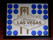 Load image into Gallery viewer, Custom Poker Chip Display Frame With Laser-engraved Vegas Insert Fits 20 Casino chips Black frame Christmas Gift Welcome to Las Vegas
