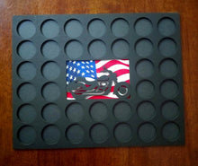 Load image into Gallery viewer, Poker Chip Display Frame Insert in silver, natural birch, black Fits 36 Harley-Davidson chips 11x14 Laser-engraved motorcycle American flag Type 2