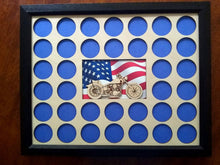 Load image into Gallery viewer, Poker Chip Display Frame with Engraved insert Fits 36 Harley-Davidson chips Father's Day Motorcycle Spokes with Flag
