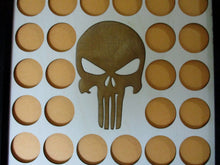 Load image into Gallery viewer, Custom Poker Chip Frame with Insert Skull Vertical Engraved Fits 36 Harley-Davidson chips 11X14 insert and black frame