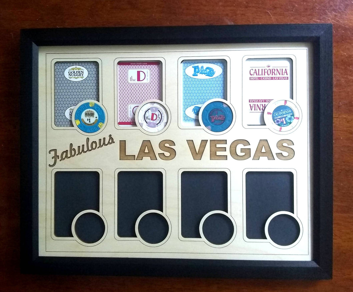 Las Vegas Poker Chip Display Frame with cut-outs for Playing Cards and  Casino Chips Poker Player Gift Laser-engraved Souvenir Vegas