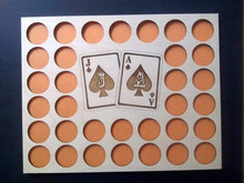 Load image into Gallery viewer, Custom Poker Chip Frame Display Insert Jack and Ace Engraved with frame option Fits 33 Casino chips 11x14 natural birch Christmas gift