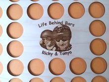 Load image into Gallery viewer, Photo Engraved Poker Chip Display Frame Insert Fits 36 Harley or Casino chips Custom-engraved 11x14 chip holder Your photo engraved