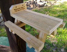 Load image into Gallery viewer, Squirrel Picnic Table Bird Chipmunk Feeder Wildlife Rustic Crafted from fence boards Outdoor Yard Decor The Squirrel Table