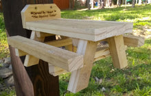 Load image into Gallery viewer, Squirrel Picnic Table Bird Chipmunk Feeder Wildlife Rustic Crafted from fence boards Outdoor Yard Decor The Squirrel Table