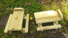 Load image into Gallery viewer, Squirrel Picnic Table Bird Chipmunk Feeder Wildlife Rustic Crafted from fence boards Outdoor Yard Decor The Squirrel Table
