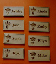 Load image into Gallery viewer, Custom Name Badges Company logo Laser-engraved personalized name badges Small name badges for conferences Magnetic name tag Wood badges
