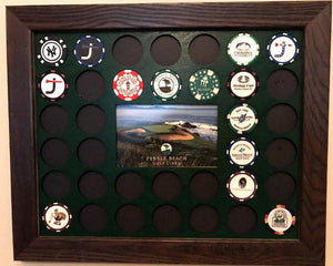 Custom Poker Chip Frame Display Insert Fits 36 Golf Ball Markers Harley-Davidson or Casino chips 11x14 insert with frame options