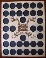 Load image into Gallery viewer, Custom Poker Chip Frame Display with Life Behind Bars Vertical Engraved Handlebars Insert For 34 Harley-Davidson or Casino chips 34-61920B
