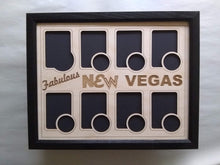 Load image into Gallery viewer, New Vegas Poker Chip Display Frame with cut-outs for Playing Cards and Casino Chips Poker Player Gift for themed game Fallout

