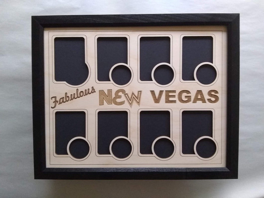 New Vegas Poker Chip Display Frame with cut-outs for Playing Cards and Casino Chips Poker Player Gift for themed game Fallout