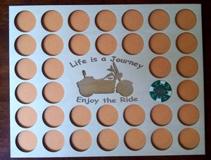 Custom Poker Chip Display Insert 11X14 wood insert Fits 36 Harley chips Life is a Journey With Frame Option Silhouette Motorcycle Two