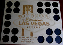 Load image into Gallery viewer, Custom Poker Chip Display Frame With Personalized Laser-engraved Vegas Insert Fits 32 Casino chips Black frame Welcome to Las Vegas
