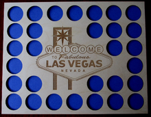 Load image into Gallery viewer, Custom Vegas Chip Display Frame Insert Laser-engraved Casino chip holder Vegas logo Poker Players Gift Holds 30 chips
