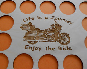 Motorcycle Engraved Poker Chip Frame Display Insert Fits 36 Harley or Casino chips 11 x 14 natural birch chip holder Life Is A Journey #18 With Economy Frame Option