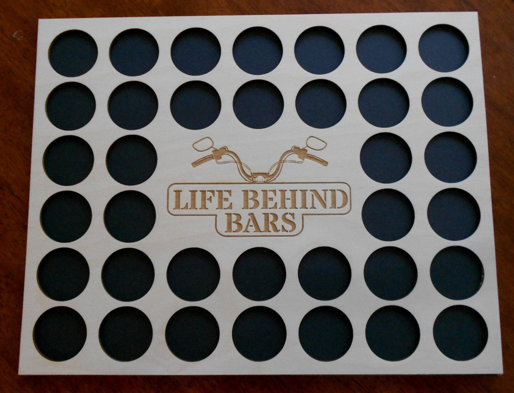 Custom Poker Chip Frame Display Insert Life Behind Bars Carved By Heart FREE SHIPPING Fits 36 Harley-Davidson or Casino chips 11x14 chip holder