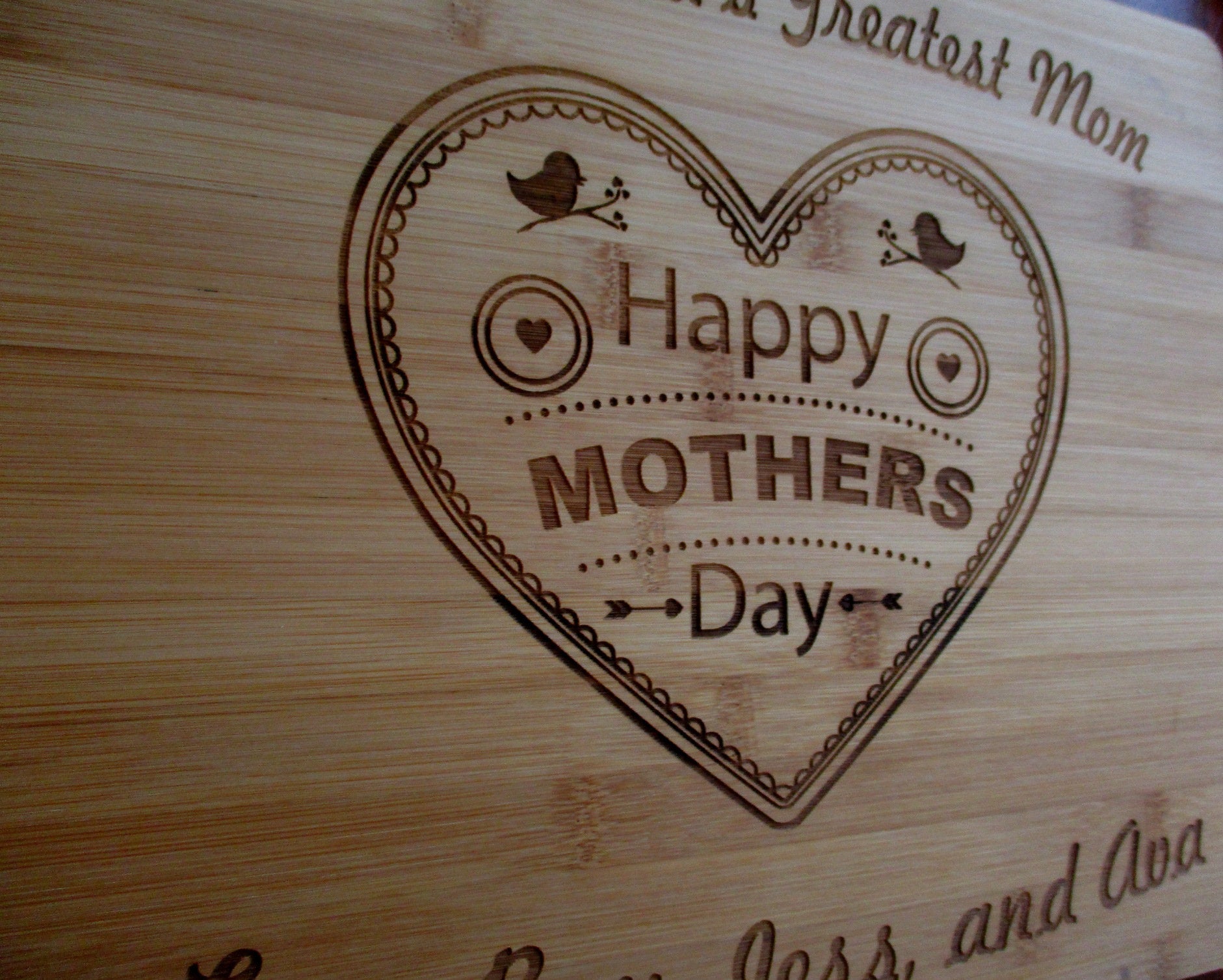 Custom Cutting Board With TREE and HEART. Laser Engraved Handmade
