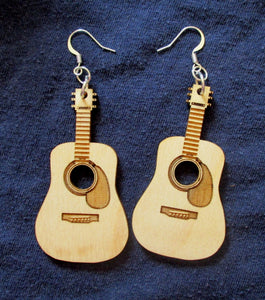 Custom Engraved Guitar Earrings Laser-engraved dangle birch earrings Cute earrings Gift for Teens Sisters Christmas Gift Music Lovers Gift